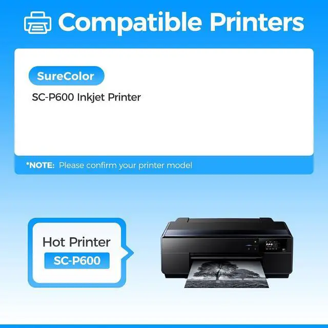 Alt view image 2 of 5 - Remanufactured T760 Ink Cartridges 9-Pack High Yield Replacement Compatible with T7601 T7602 T7603 T7604 T7605 T7606 T7607 T7608 T7609 Ink Set Works with SureColor SC-P600 P600 Inkjet Printer Copy