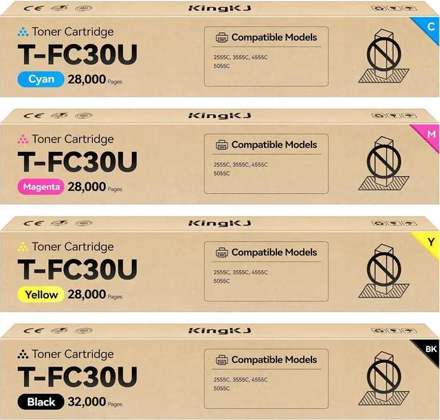 Main image of T-FC30U Toner Cartridge Set 4-Pack Replacement for Toshiba T-FC30U-K T-FC30U-C T-FC30U-M T-FC30U-Y Toner Compatible with Toshiba E-Studio 2050C 2550C 2051C 2551C Printer Ink Black Cyan Magenta Yellow