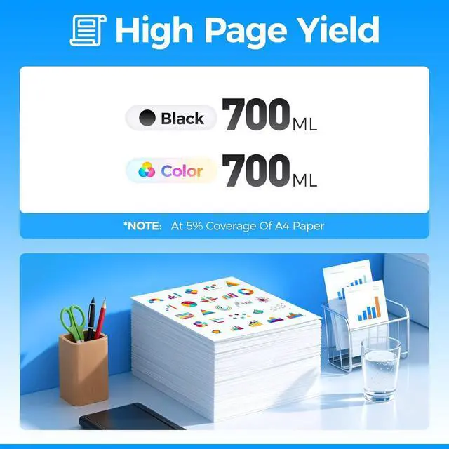 Alt view image 3 of 5 - T694 Ink Cartridge 5-Pack 700ml High Yield Replacement for T6941 T6942 T6943 T6944 T6945 Ink Works with SureColor T3000 T3720 T5000 T5720 T7000 T7270 T3200 T5200 T7200 T3070 T5070 T7070 T7270D Printer