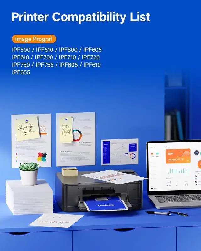 Alt view image 4 of 5 - PFI-102 Ink Cartridge 130ml 6-Pack with chip High Yield Replacement Canon imagePROGRAF iPF500 iPF510 iPF600 iPF605 iPF610 iPF650 iPF655 iPF700 iPF710 iPF720 iPF750 iPF755 iPF760 iPF765 Inkjet Printer