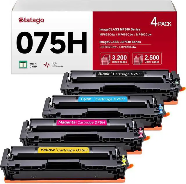 Main image of 075H 075 MF665Cdw Toner Cartridge Compatible for Canon 075H 075 CRG075 CRG-075 Works with Canon Color imageCLASS LBP646Cdw MF663Cdw MF662Cdw LBP647Cdw LBP640 MF660 Series Printer (4 Pack, with Chip)