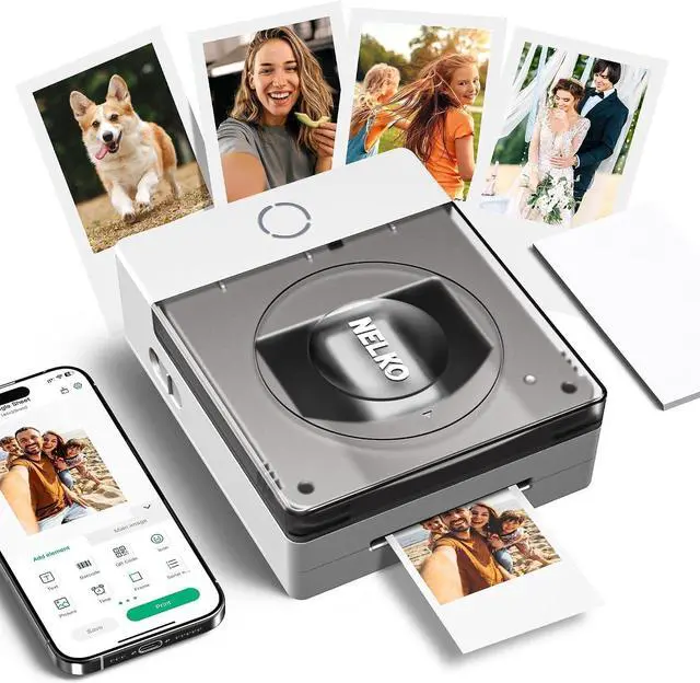 Main image of Nelko Photo Printer, 2x3 Portable PP02 Inkjet Printer for Sticker, Magnetic, Water Transfer & Heat Transfer Paper, Bluetooth Compatible with iOS & Android, App Editing, Ivory