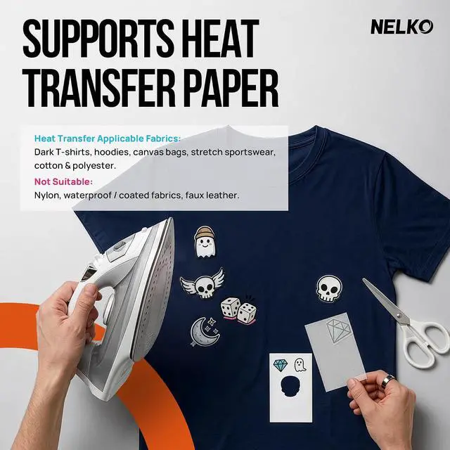 Alt view image 4 of 7 - Nelko Photo Printer, 2x3 Portable PP02 Inkjet Printer for Sticker, Magnetic, Water Transfer & Heat Transfer Paper, Bluetooth Compatible with iOS & Android, App Editing, Ivory