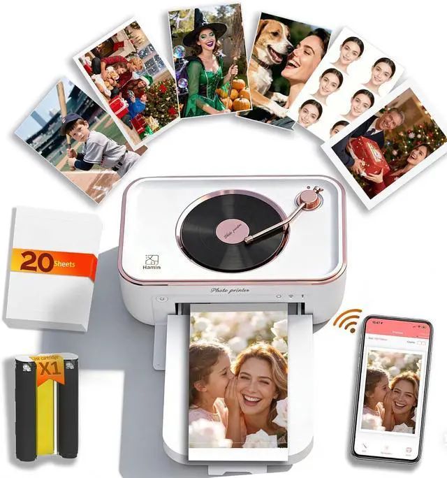 Main image of PRT 4x6 Photo Printer, Thermal Dye Sublimation WiFi Picture Printer for Phone, Portable Phone Printer with AR Video & 20 Sheets 1 Cartridge, Instant Printing for Home Use, CP6000White