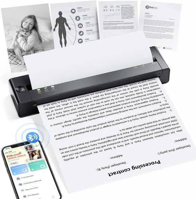 Main image of TATTMUSE Portable Printers Wireless for Travel, Inkless Thermal Printer Small Bluetooth for Home Use, Support 8.5" X 11" US Letter Size, Compatible with iPhone Laptop, Wide Format & Plotter Printers