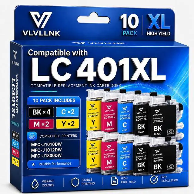 Main image of LC401XL LC401 MFC-J1010DW Ink Cartridges for Brother Printer
