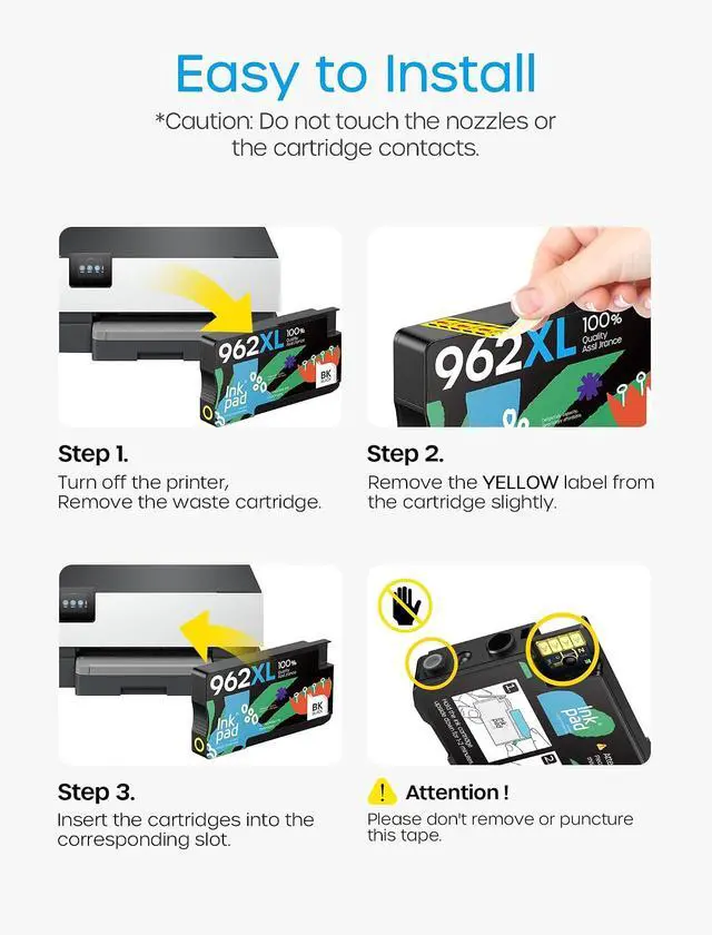 Alt view image 7 of 7 - iNKPAD 962XL Ink Cartridges Combo Pack Compatible with HP 962 962XL Ink