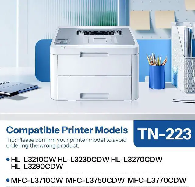 Alt view image 3 of 6 - TN223 TN-223BK/C/M/Y Toner Cartridge Compatible TN-223 TN 223 Replacement for Brother TN223BK/C/M/Y TN2234PK HL-L3270CDW MFC-L3770CDW HL-L3290CDW (1Black/1Cyan/ 1Magenta/1Yellow)