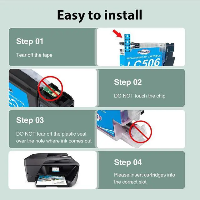 Alt view image 3 of 7 - Paeolos Compatible LC506 Ink Cartridges Replaced for Brother LC506 4 Pack