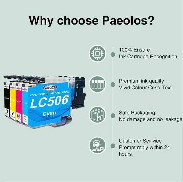 Alt view image 7 of 7 - Paeolos Compatible LC506 Ink Cartridges Replaced for Brother LC506 4 Pack
