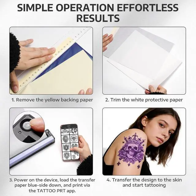 Alt view image 6 of 7 - OFFNOVA Wireless Tattoo Stencil Printer Portable Thermal Printer for Tattoo Transfer, 3D Preview, Photorealistic Linework, Compatible with iOS/Android/PC, Includes 10 Transfer Papers