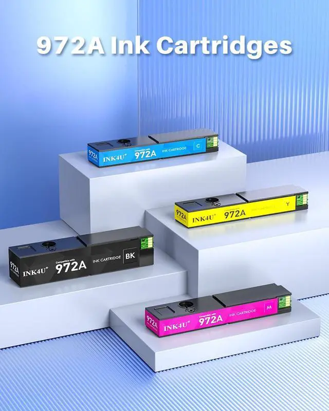 Alt view image 2 of 7 - 972A Ink Cartridges Compatible Replacement for HP 972A 972X Ink to Work for Color PageWide Pro MFP 477dw Ink Cartridges 477dn 577dw 452dw 452dn 577z 552dw P55250dw Printer (4 Pack, B/C/M/Y)