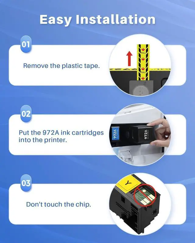 Alt view image 6 of 7 - 972A Ink Cartridges Compatible Replacement for HP 972A 972X Ink to Work for Color PageWide Pro MFP 477dw Ink Cartridges 477dn 577dw 452dw 452dn 577z 552dw P55250dw Printer (4 Pack, B/C/M/Y)