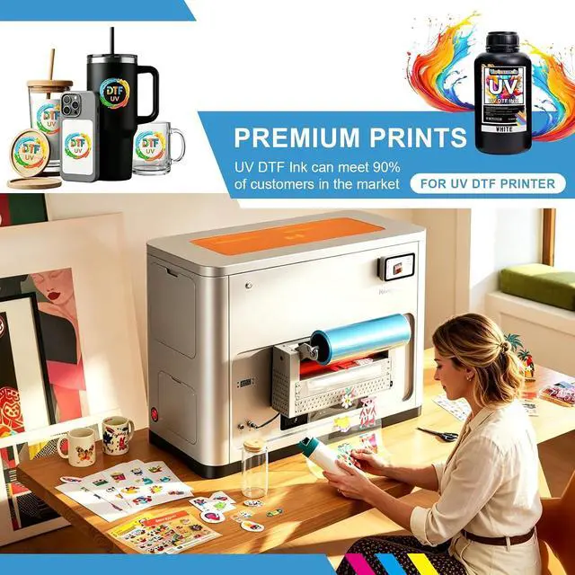 Alt view image 2 of 5 - UV DTF Ink White for UV DTF Printer 1000ML Compatible for XP600 TX800 i3200 i1600 L805 1390 DX5 DX6 DX7 DX10-Printing on A B Films for Sticker Printers(White)