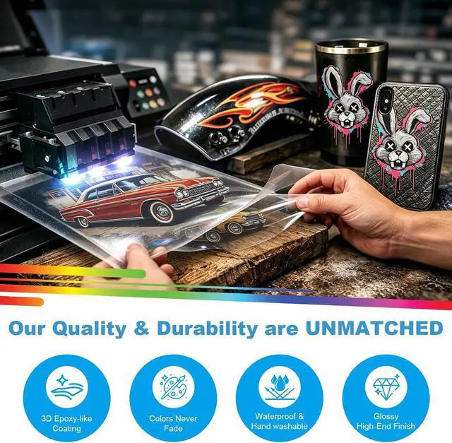 Alt view image 5 of 5 - UV DTF Ink White for UV DTF Printer 1000ML Compatible for XP600 TX800 i3200 i1600 L805 1390 DX5 DX6 DX7 DX10-Printing on A B Films for Sticker Printers(White)