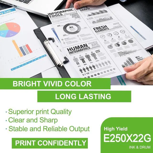 Alt view image 4 of 6 - E250 (E250X22G) Black Drum Unit, Compatible 1 Pack E250X22G Replacement for Lexmark E250X22G for E250D E250DN E350D E350DN E352DN Printer