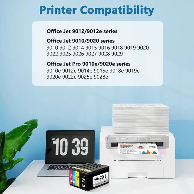 Alt view image 2 of 7 - 962XL 962 Ink Cartridges Combo Pack Office Jet Pro 9015e 9010 Compatible for HP 962XL 962 XL HP962 HP962XL HP962xl/962 Ink Cartridges with 9015e 9010 9020 9025e 9025 9018e 9018 Printer Ink 4-Pack BCMY