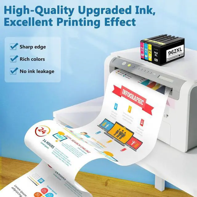 Alt view image 4 of 7 - 962XL 962 Ink Cartridges Combo Pack Office Jet Pro 9015e 9010 Compatible for HP 962XL 962 XL HP962 HP962XL HP962xl/962 Ink Cartridges with 9015e 9010 9020 9025e 9025 9018e 9018 Printer Ink 4-Pack BCMY
