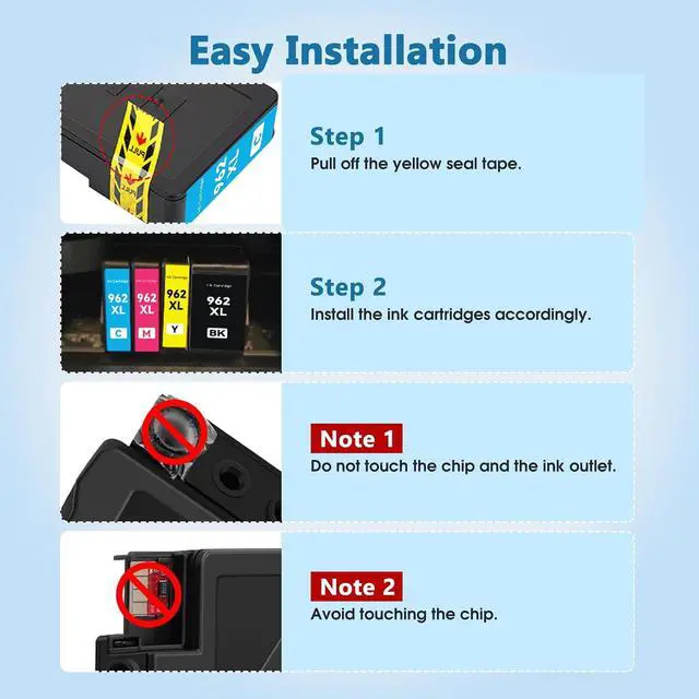 Alt view image 7 of 7 - 962XL 962 Ink Cartridges Combo Pack Office Jet Pro 9015e 9010 Compatible for HP 962XL 962 XL HP962 HP962XL HP962xl/962 Ink Cartridges with 9015e 9010 9020 9025e 9025 9018e 9018 Printer Ink 4-Pack BCMY
