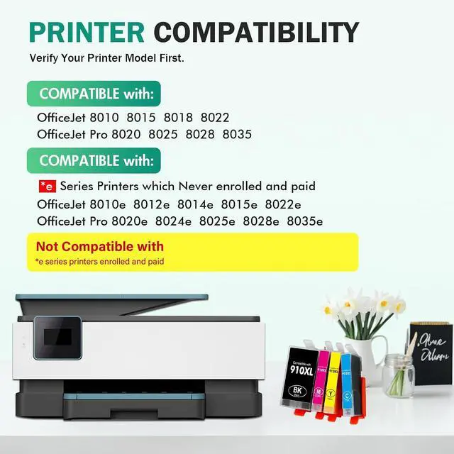 Alt view image 2 of 7 - 910XL 910 8020 Ink Cartridges Black and Color Combo Pack Replacement for HP Printer 910XL/910 Multipack for OfficeJet Pro 8020 8010 8035 8025 8015 8022 8028 8018 8030 Printers