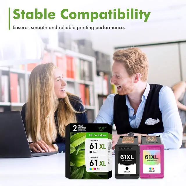 Alt view image 4 of 7 - 61XL 61 Ink Cartridges Combo Pack Compatible for HP61XL 1 Black,1 Tri-Color