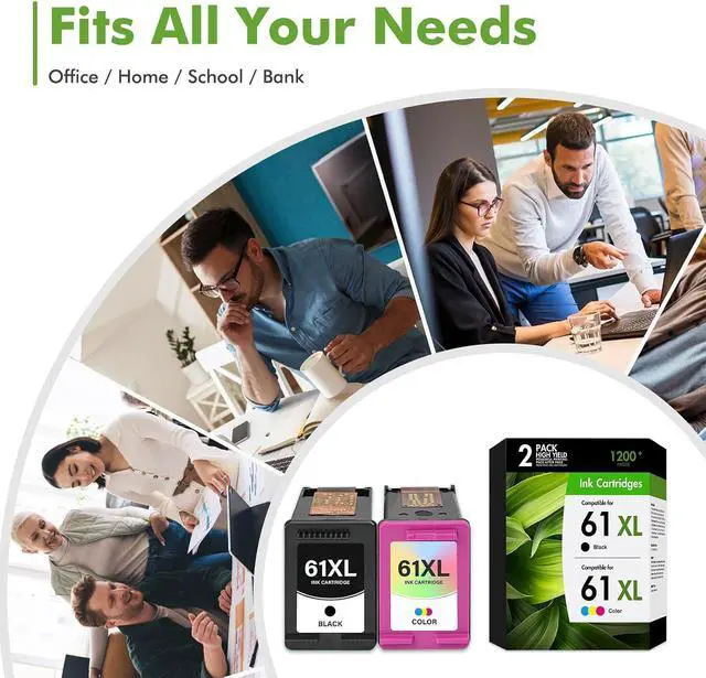 Alt view image 5 of 7 - 61XL 61 Ink Cartridges Combo Pack Compatible for HP61XL 1 Black,1 Tri-Color
