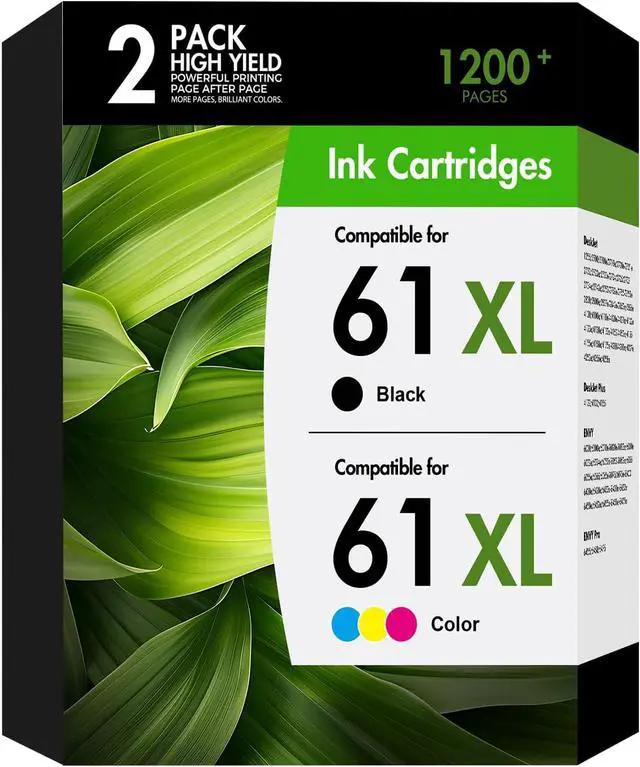 Alt view image 7 of 7 - 61XL 61 Ink Cartridges Combo Pack Compatible for HP61XL 1 Black,1 Tri-Color