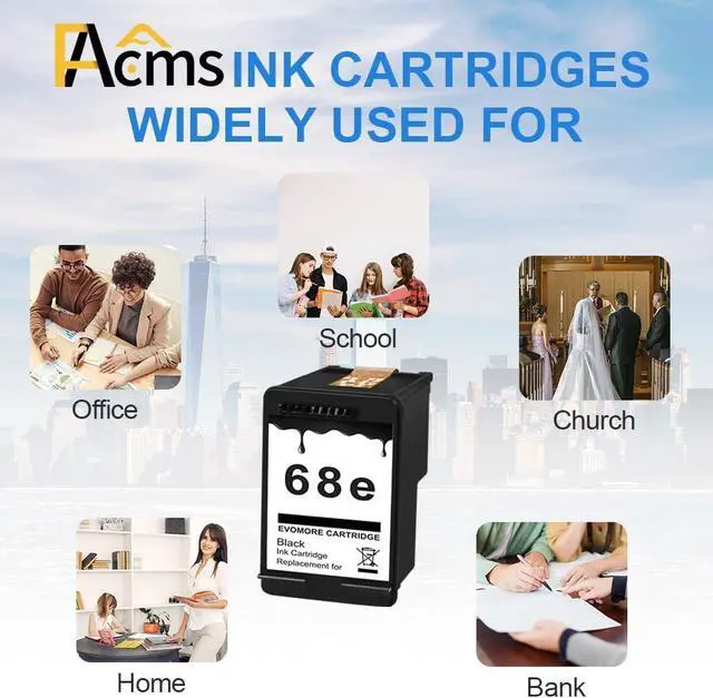 Alt view image 4 of 7 - 68XL Black Ink Cartridge High Yield Replacement for HP 68e 68 XL Ink Compatible for HP Envy 6155e 6500e 6552e 6555e 6558e Printer (1 Black)