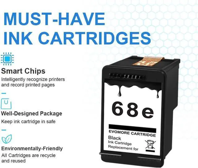 Alt view image 5 of 7 - 68XL Black Ink Cartridge High Yield Replacement for HP 68e 68 XL Ink Compatible for HP Envy 6155e 6500e 6552e 6555e 6558e Printer (1 Black)