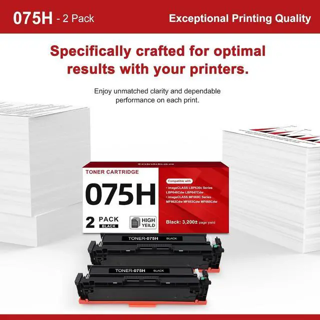 Alt view image 7 of 7 - 075H 075 Black Toner Cartridge LBP646Cdw MF665Cdw MF662Cdw MF663Cdw 2-Pack