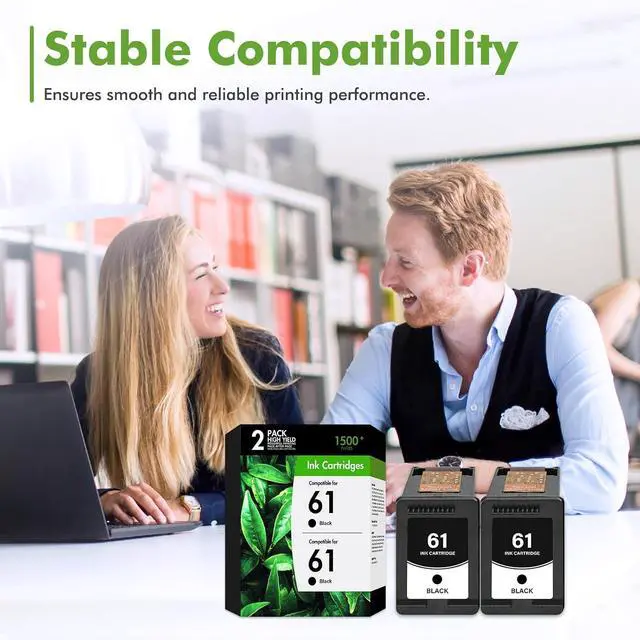 Alt view image 5 of 6 - 61 61XL Ink Cartridges for HP Printers Compatible for HP61XL 2-Pack Black