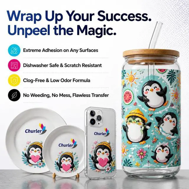Alt view image 3 of 7 - UV DTF Ink 500ml x 6 Fast-Curing Direct to Film Ink for Glass Cup Wrap & Decals, for Ep XP600 i3200 TX800 L805 DX5 Printheads, for UV-DTF A/B Film Transfer Sticker Printer (CMYK+WH+Gloss Varnish)