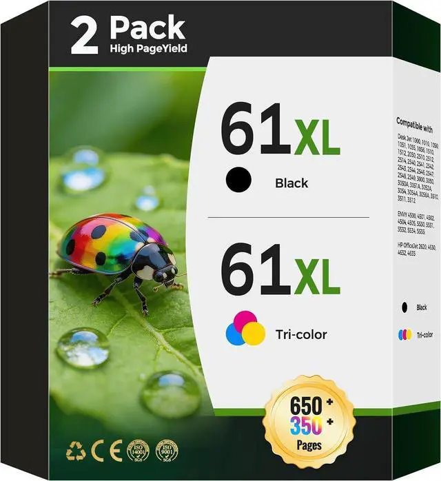 Main image of 61XL Ink Cartridge Replacement for HP 61 Ink Cartridge Combo Pack 61XL for 1000, 1010, 1050, 1510, 2050, 2510, 2540, 3000, 3050, 3510, 4500, 5530, 2620, 4630 Printer (1 Black, 1 Tri-Color, 2-Pack)