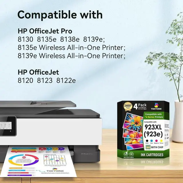 Alt view image 2 of 7 - TOKYOINK 923 923e 923XL Ink Cartridge Combo Pack Replacement for HP 923 Ink