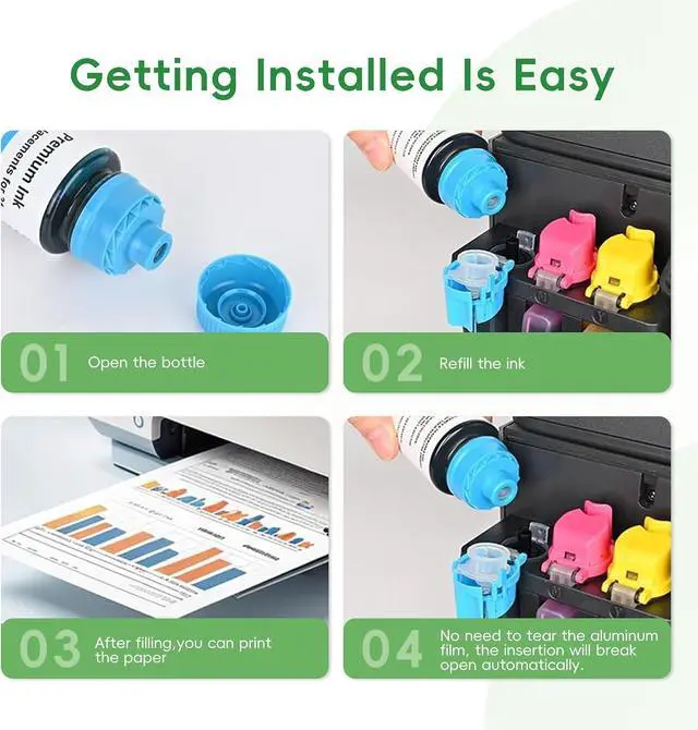 Alt view image 6 of 7 - Compatible Ink Cartridge Replacement for HP 31 32 31XL 32XL, Works with Smart Tank 5101 7602 6001 5000 7301 7001 5102 (4-Pack, Black Cyan Magenta Yellow)