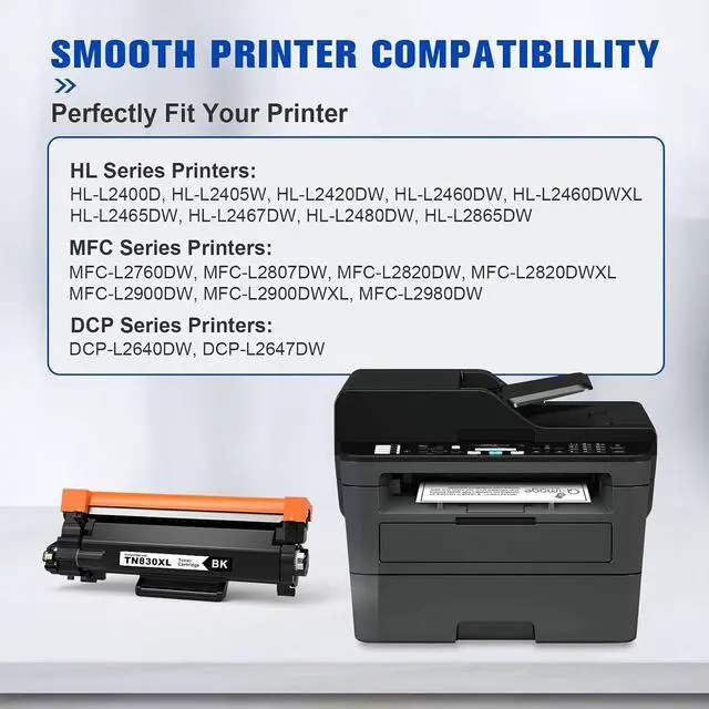 Alt view image 2 of 5 - TN830XL TN830 Compatible High Yield Toner Cartridge Replacement for TN830 XL TN-830XL Toner Cartridge Work with DCP-L2640DW HL-L2400D HL-L2405W HL-L2480DW HL-L2460DW MFC-L2820DW Printers(Black,1 Pack)
