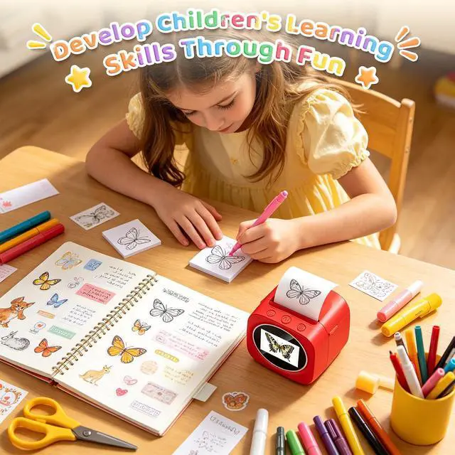 Alt view image 3 of 7 - AI Sticker Printer for Kids Ages 3+: Mini Thermal Label Maker Box with 2.4" HD Screen, 6 Art Modes & 10 Paper Rolls, No Ink Needed DIY Craft Toy for Birthday Party, School Art Project, Travel