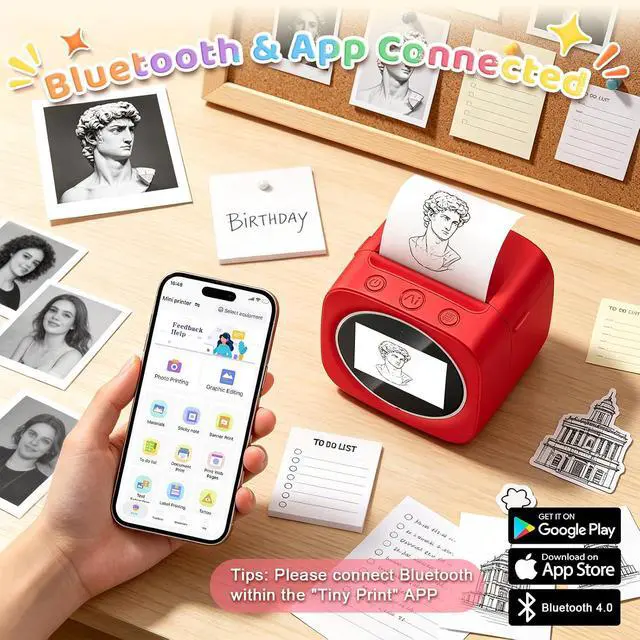 Alt view image 4 of 7 - AI Sticker Printer for Kids Ages 3+: Mini Thermal Label Maker Box with 2.4" HD Screen, 6 Art Modes & 10 Paper Rolls, No Ink Needed DIY Craft Toy for Birthday Party, School Art Project, Travel