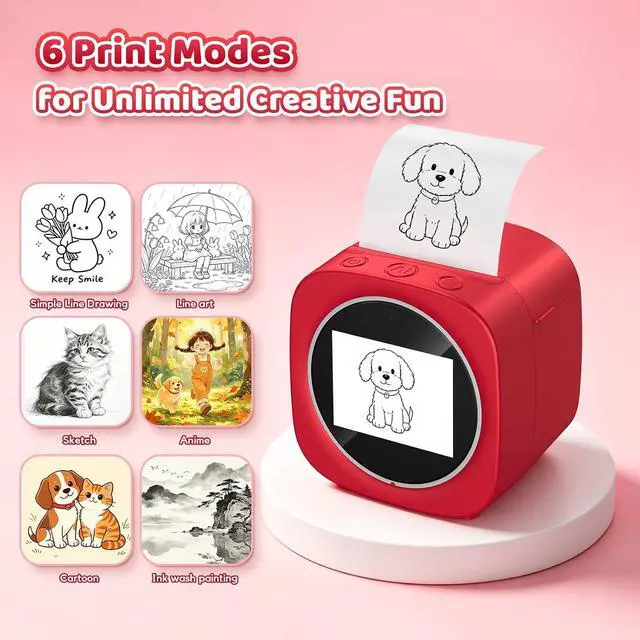 Alt view image 5 of 7 - AI Sticker Printer for Kids Ages 3+: Mini Thermal Label Maker Box with 2.4" HD Screen, 6 Art Modes & 10 Paper Rolls, No Ink Needed DIY Craft Toy for Birthday Party, School Art Project, Travel