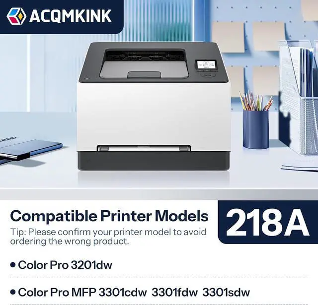 Alt view image 2 of 6 - 218A 218X Toner Cartridges 4 Pack Compatible for HP 218A 218X W2180A W2181A W2182A W2183A Color Pro 3201dw MFP 3301 Series 3301sdw 3301fdw 3301cdw Printer Ink (Black/Cyan/Yellow/Magenta)
