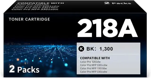 Main image of 218A Black Toner Cartridges with Chip Compatible Replacement for HP 218A W2180A 218X W2180X Work with Pro 3201dw 3301cdw 3301fdw 3301sdw Printer, 2-Pack
