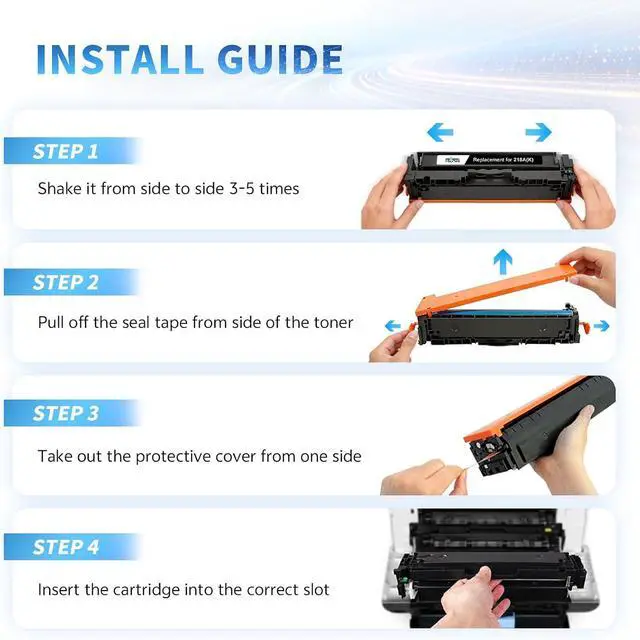 Alt view image 4 of 7 - 218A Black Toner Cartridges with Chip Compatible Replacement for HP 218A W2180A 218X W2180X Work with Pro 3201dw 3301cdw 3301fdw 3301sdw Printer, 2-Pack