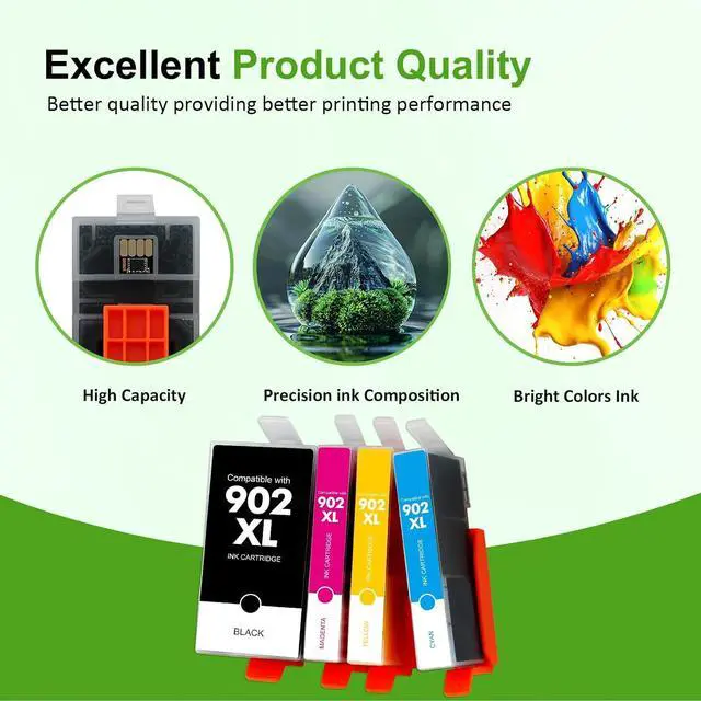 Alt view image 6 of 7 - 902 902XL 6978 Ink Cartridges Black and Color Combo Pack for HP Printers