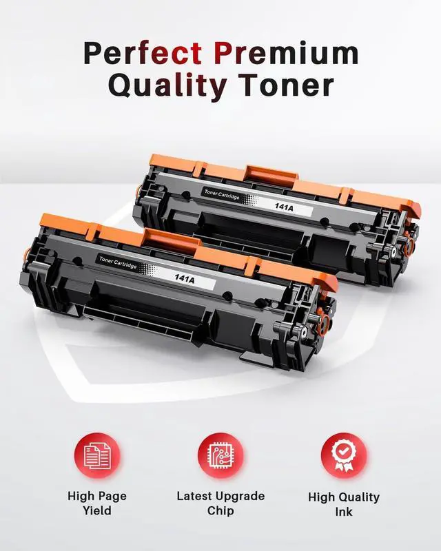 Alt view image 3 of 6 - 141A Black Toner Cartridge Set 2-Pack Replacement for HP W1410A with Chip
