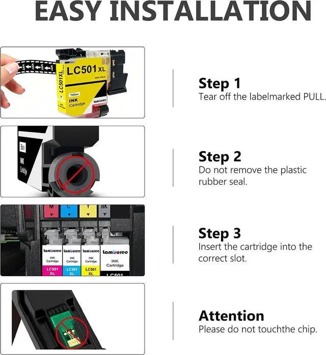 Alt view image 6 of 7 - LC501XL Ink Cartridge Replacment for Brother LC501 LC501XL