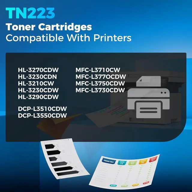 Alt view image 2 of 7 - TN-223 TN223BK/C/M/Y Toner Cartridges 4-Pack Compatible for HL-L3270CDW