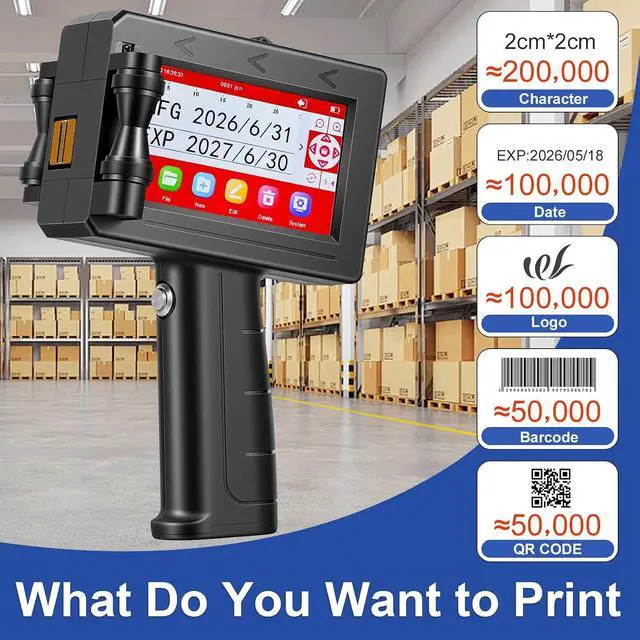 Alt view image 3 of 6 - TIJ790 Handheld Inkjet Printer, Portable Handheld Inkjet Printer with 42ml Quick Drying Ink Cartridge Handheld Inkjet Printer Gun, Suitable for Date/Batch/QR Code/Barcode/Image Handheld Printers,