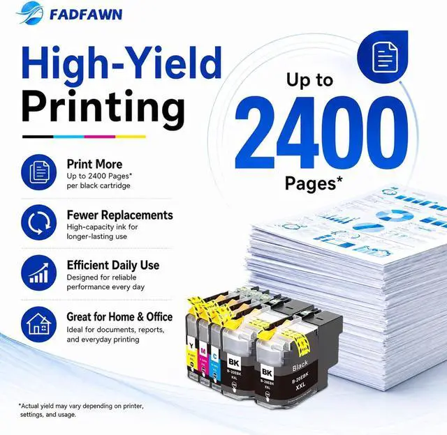 Alt view image 4 of 7 - LC20EXXL LC20E Ink Cartridges 5-Pack Super High Yield Replacement for Brother LC20E LC20E-XXL Ink Cartridges Work for MFC-J5920DW MFC-J775DW MFC-J775DW XL MFC-J985DW MFC-J985DW XL Printer (2BK/C/M/Y)