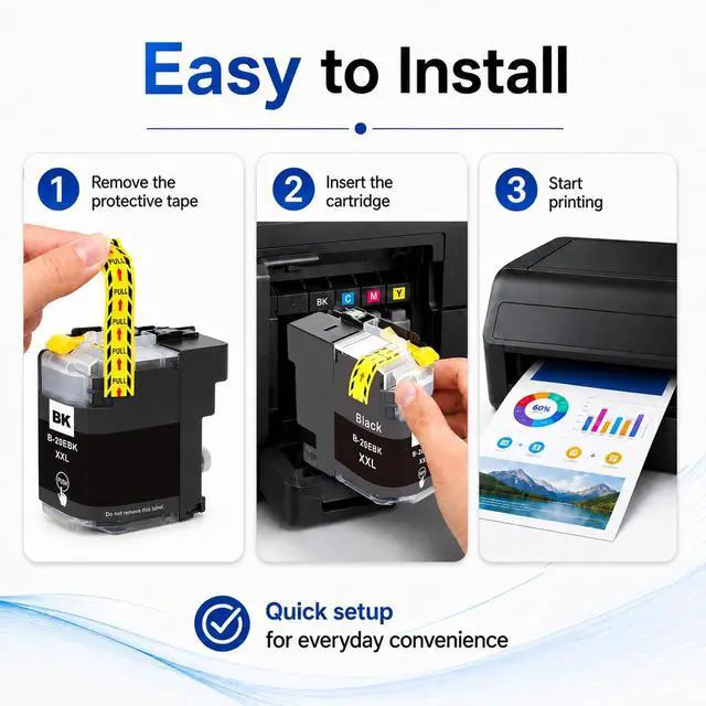 Alt view image 6 of 7 - LC20EXXL LC20E Ink Cartridges 5-Pack Super High Yield Replacement for Brother LC20E LC20E-XXL Ink Cartridges Work for MFC-J5920DW MFC-J775DW MFC-J775DW XL MFC-J985DW MFC-J985DW XL Printer (2BK/C/M/Y)