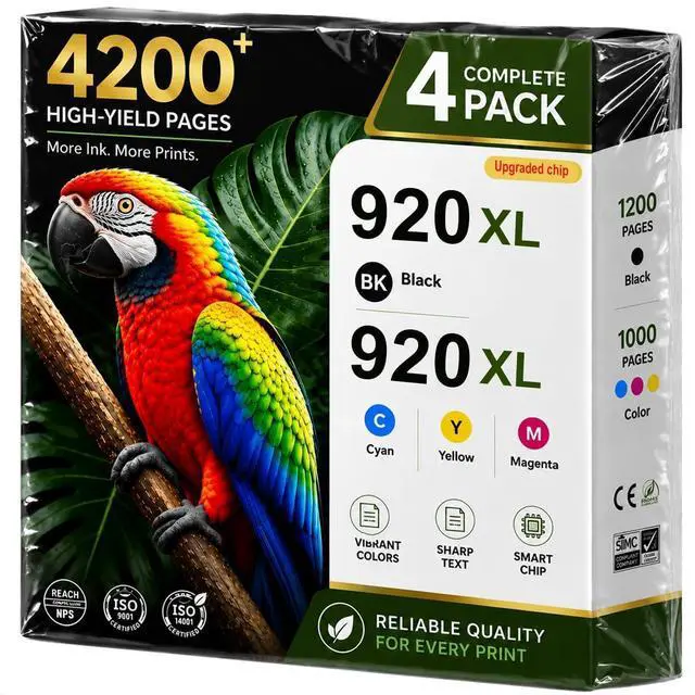 Main image of 920XL Ink Cartridges Combo Pack High-Yield Replacement for HP Ink 920 920 XL for Officejet 6500 6500A 6000 7000 7500 7500A E709 Printer Ink 4-Pack (Black, Cyan, Magenta, Yellow)